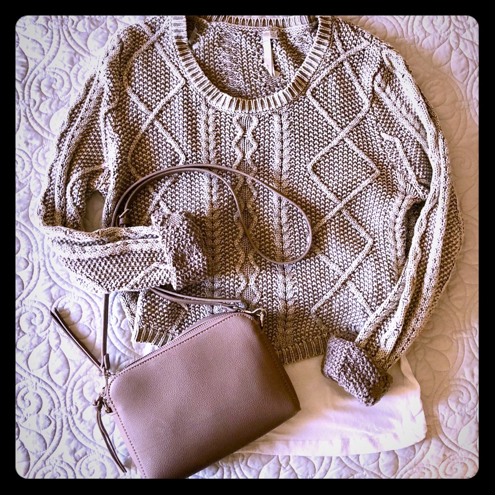 Gray Knit Cropped Sweater
